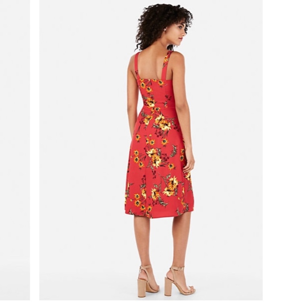 Express floral midi square neck dress sz: xs